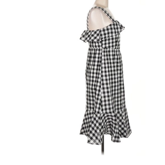 J. Crew Buffalo Plaid Gingham Black and White Ruffled Cotton Picnic Dress Size 6 - Picture 5 of 12